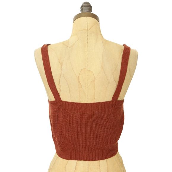 LULUS Sweater Knit Crop Tank XL Cable Ribbed Burgundy Red Sleeveless NEW B1 - Picture 3 of 5